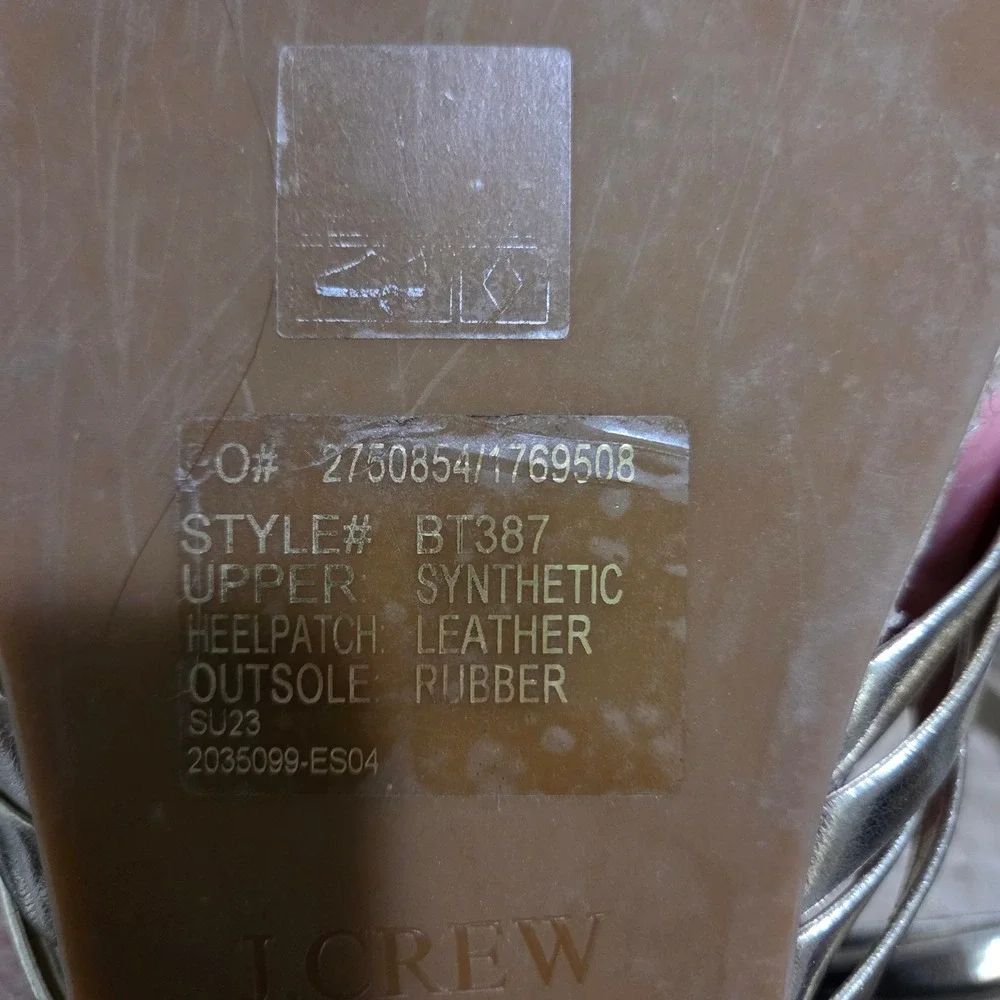 J. Crew Espadrille Slides Gold Metallic Knot Detail Sandals made in Spain Size 8